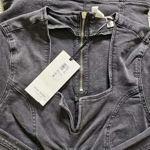 River Island Womens UK Size 10 US 6 Long Sleeve Zip Black Denim Dress NWT